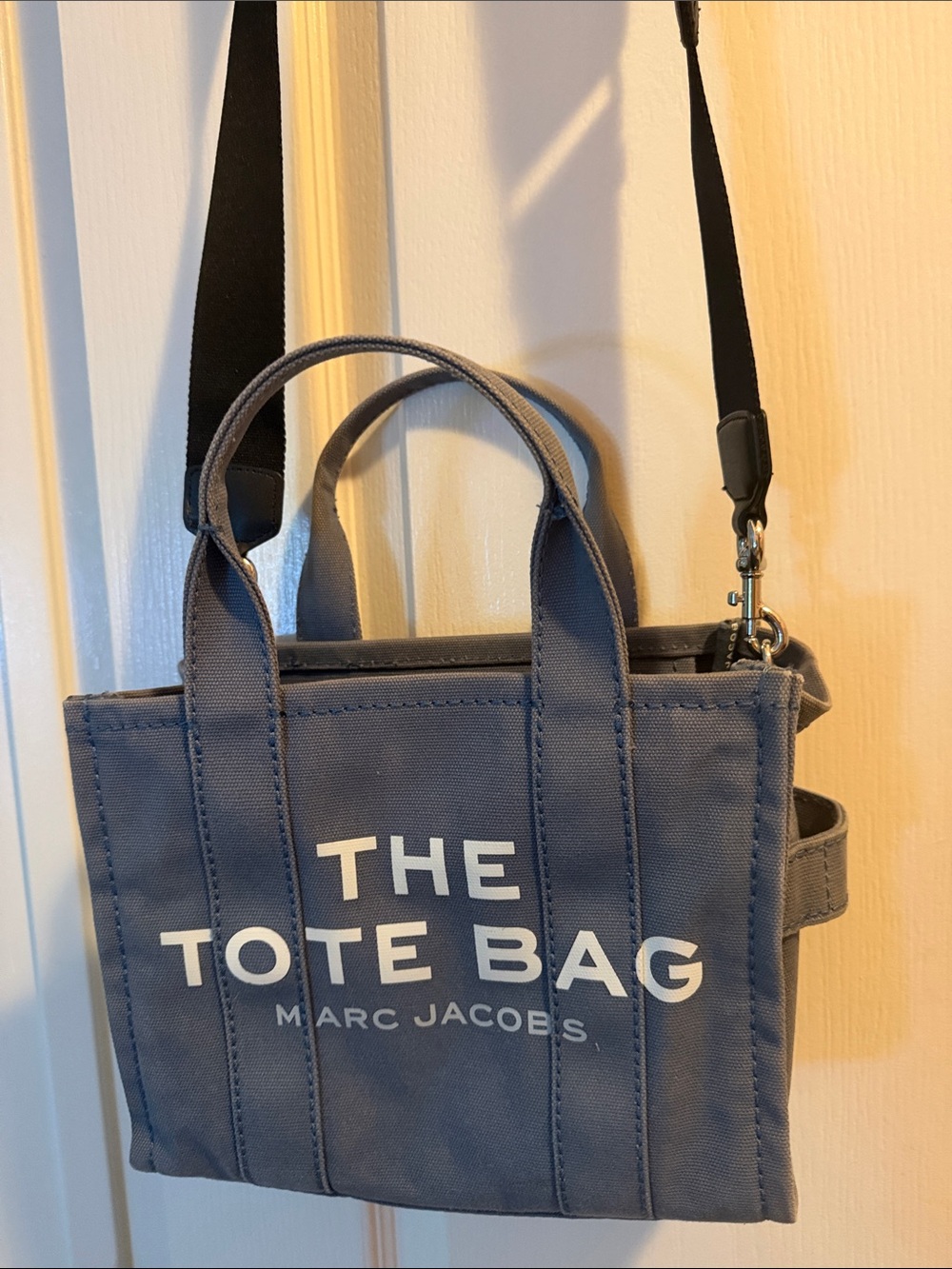 Marc Jacobs Mini 'The Tote Bag' in Slate Blue with Black Strap